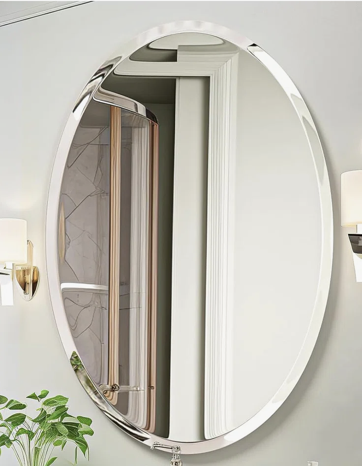 Wayfair Latitude Run Elegant Frameless Oval Wall Mirror with Beveled Edge