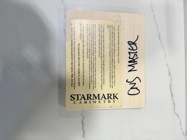 StarMark Cabinetry sample block — Maple, marked CMS MASTER